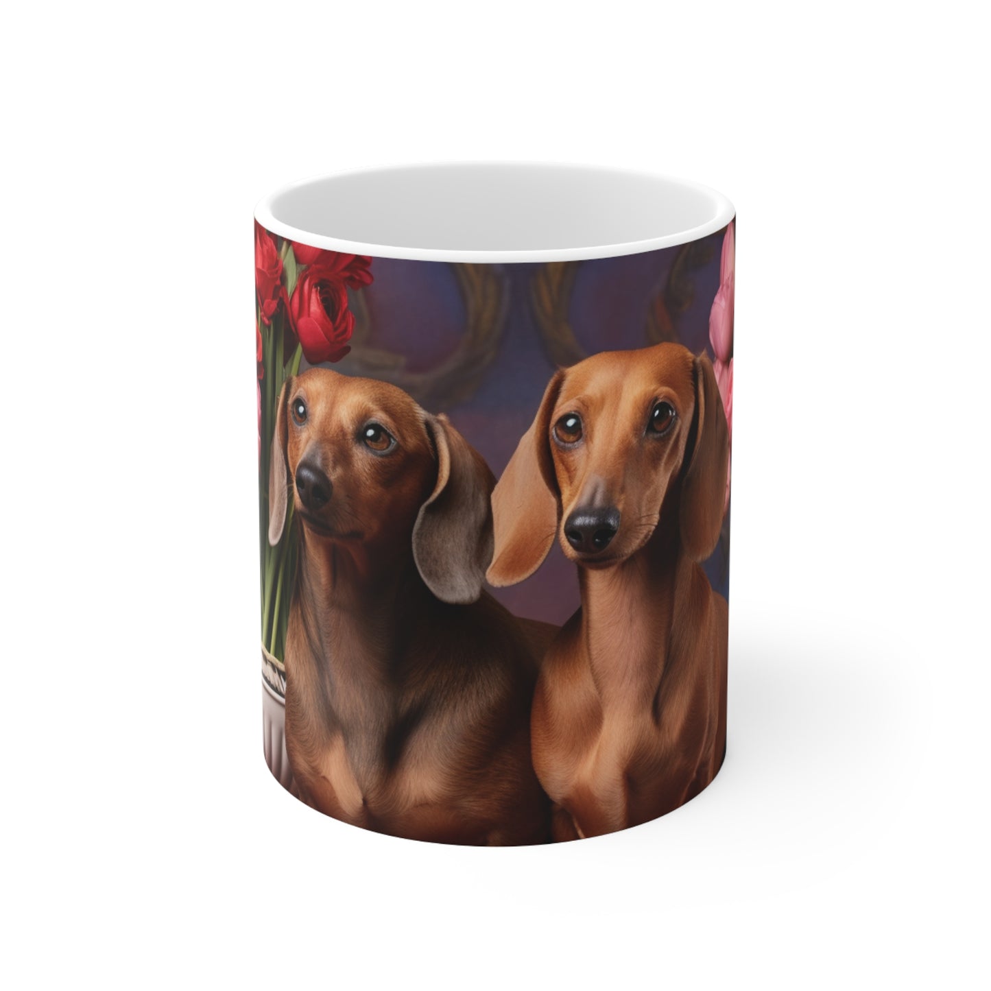 Coffee Mug - Two Dachshunds with Tulips