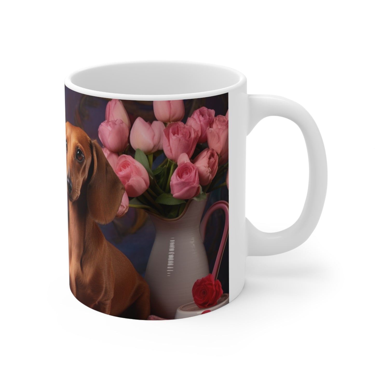Coffee Mug - Two Dachshunds with Tulips