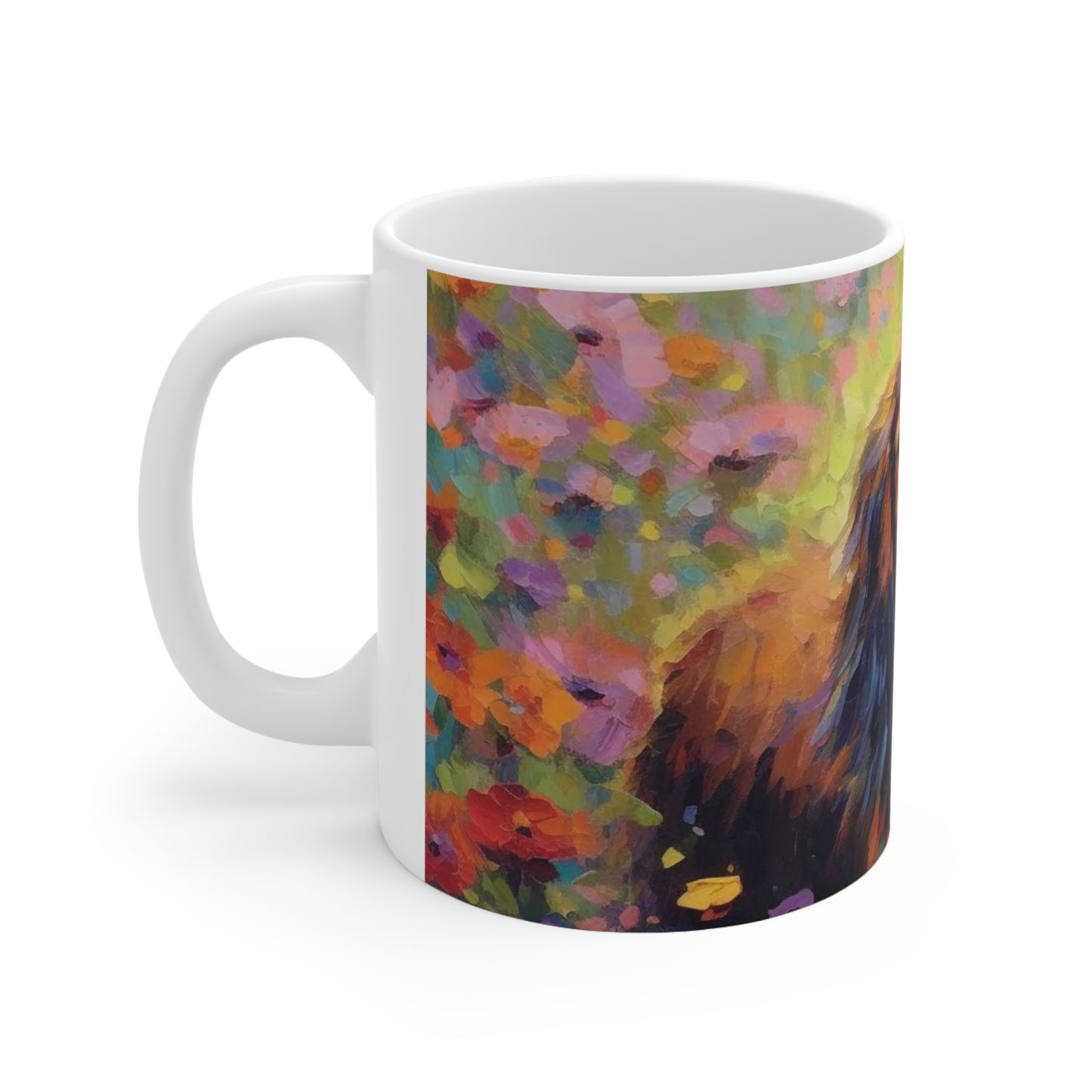 Coffee Mug - Brown in Flowers