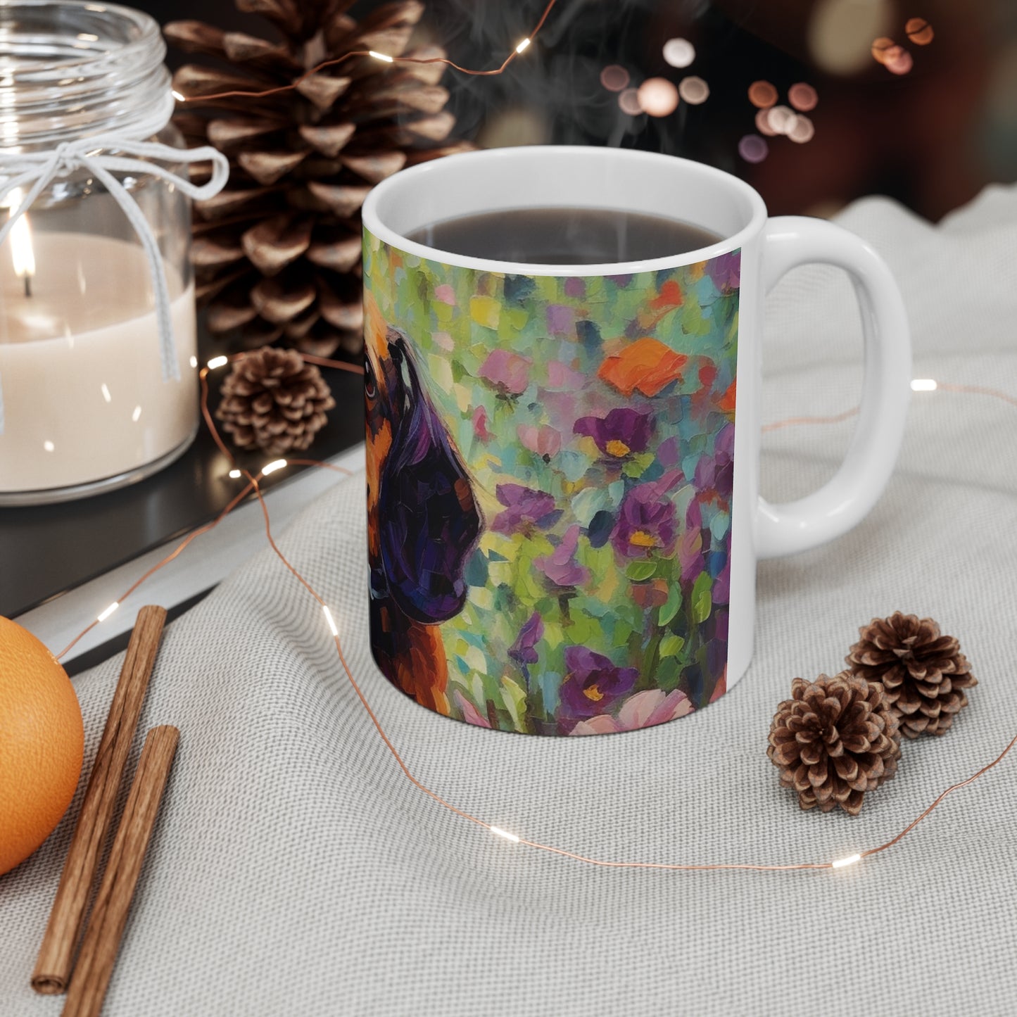 Coffee Mug - Dachshund in Flowers