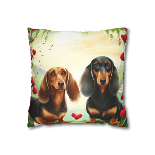 Long Haired Doxies Pillow Cover