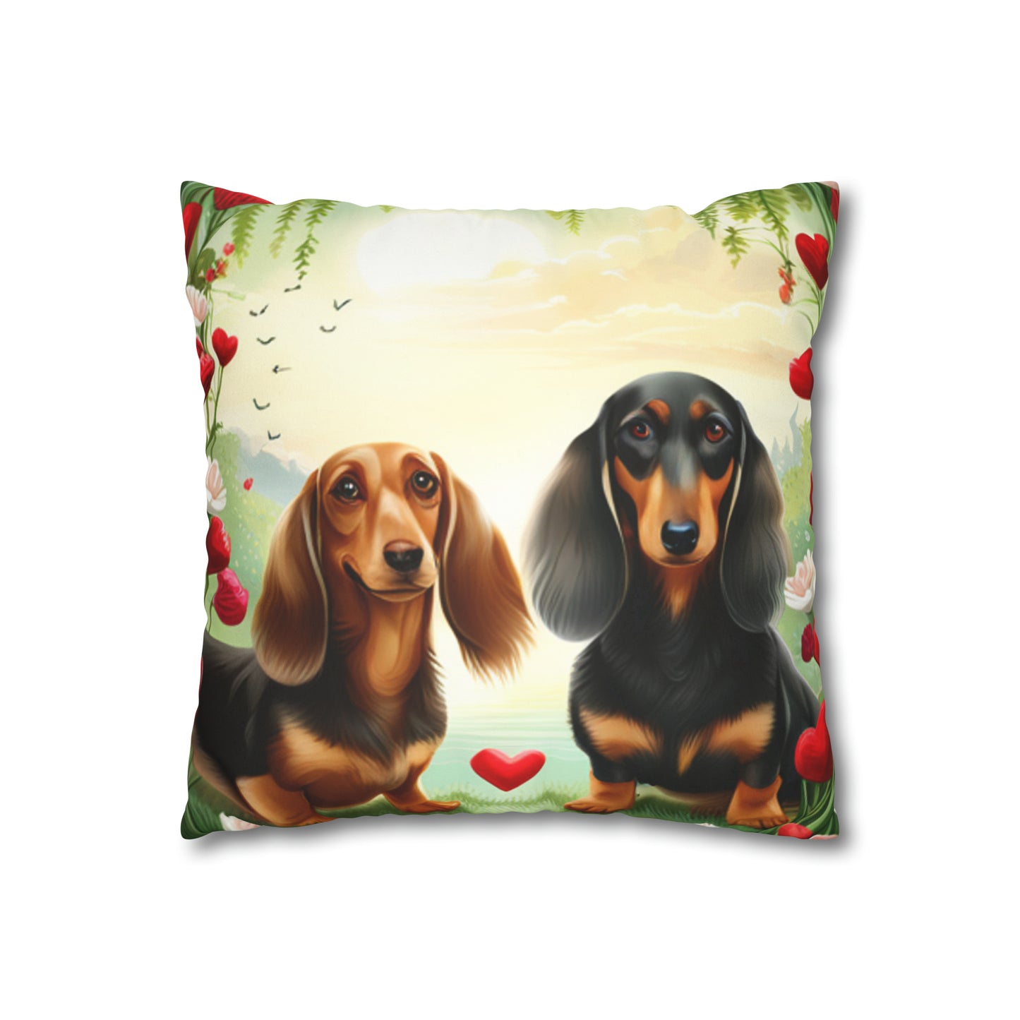 Long Haired Doxies Pillow Cover