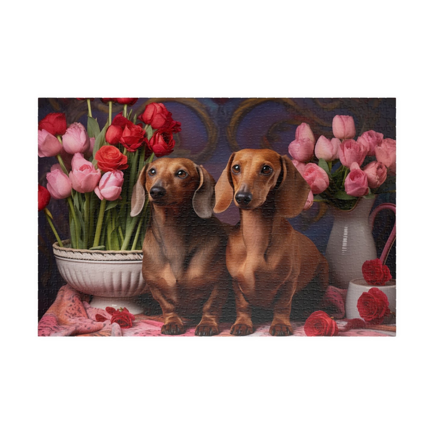 Puzzle - Wiener dogs and roses