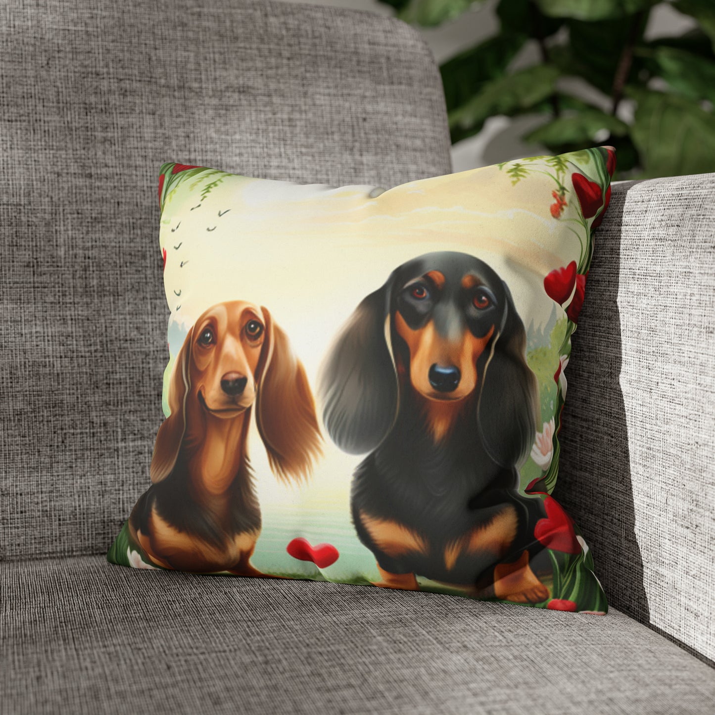 Long Haired Doxies Pillow Cover