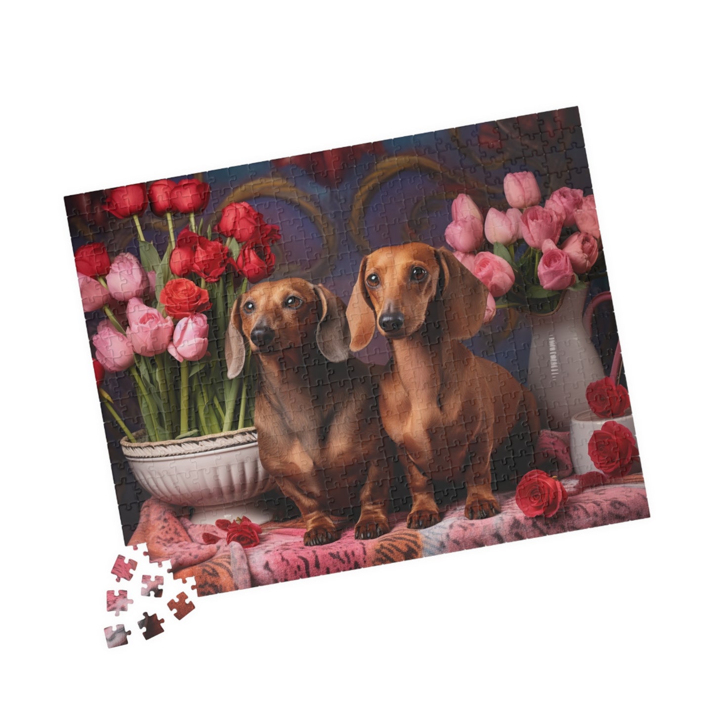 Puzzle - Wiener dogs and roses