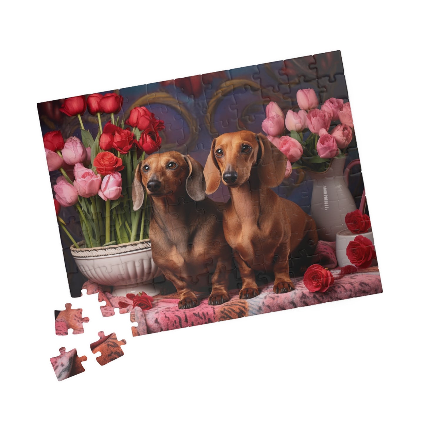 Puzzle - Wiener dogs and roses