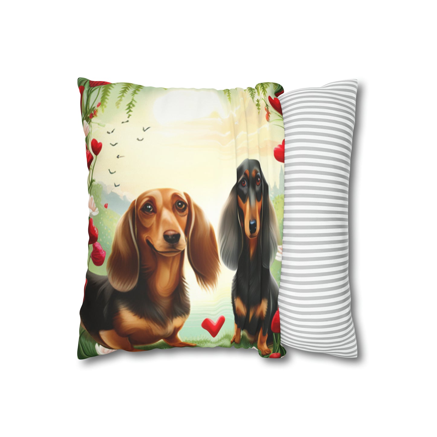 Long Haired Doxies Pillow Cover