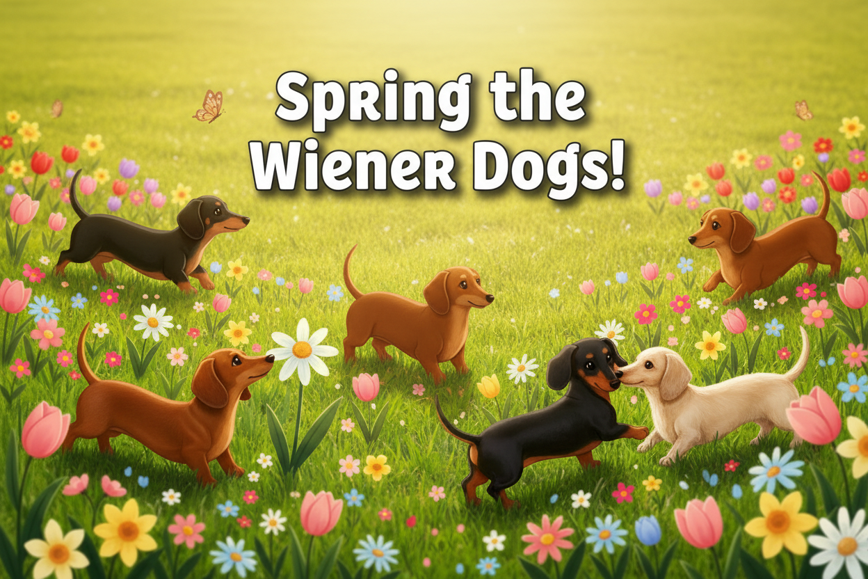 Spring the Wiener Dogs! Banner - Bright Colors